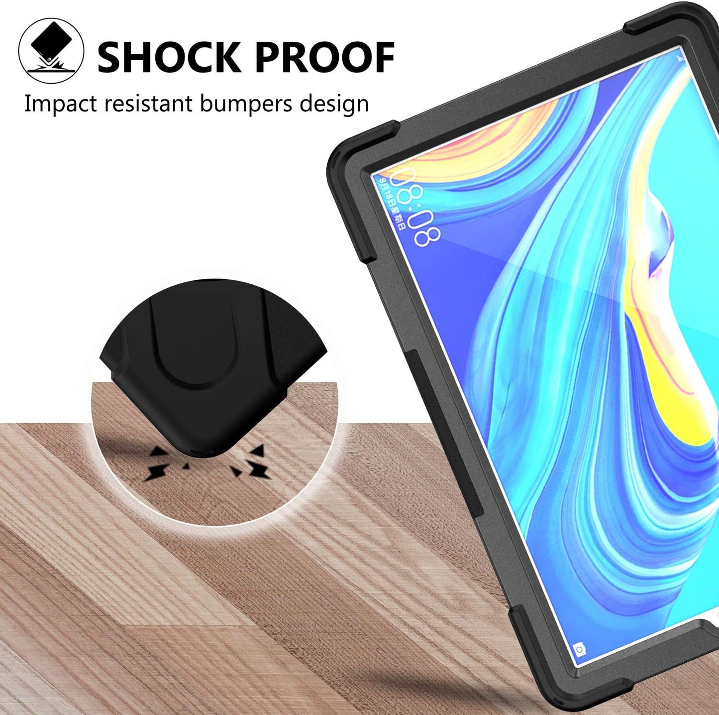 Case for Huawei MediaPad M6 10.8" & Huawei MatePad 10.8" 2020, Military Grade 15ft Drop Tested Shockproof Protective Cover with 360? Rotating Stand, Hand Strap and Shoulder Strap (Orange)