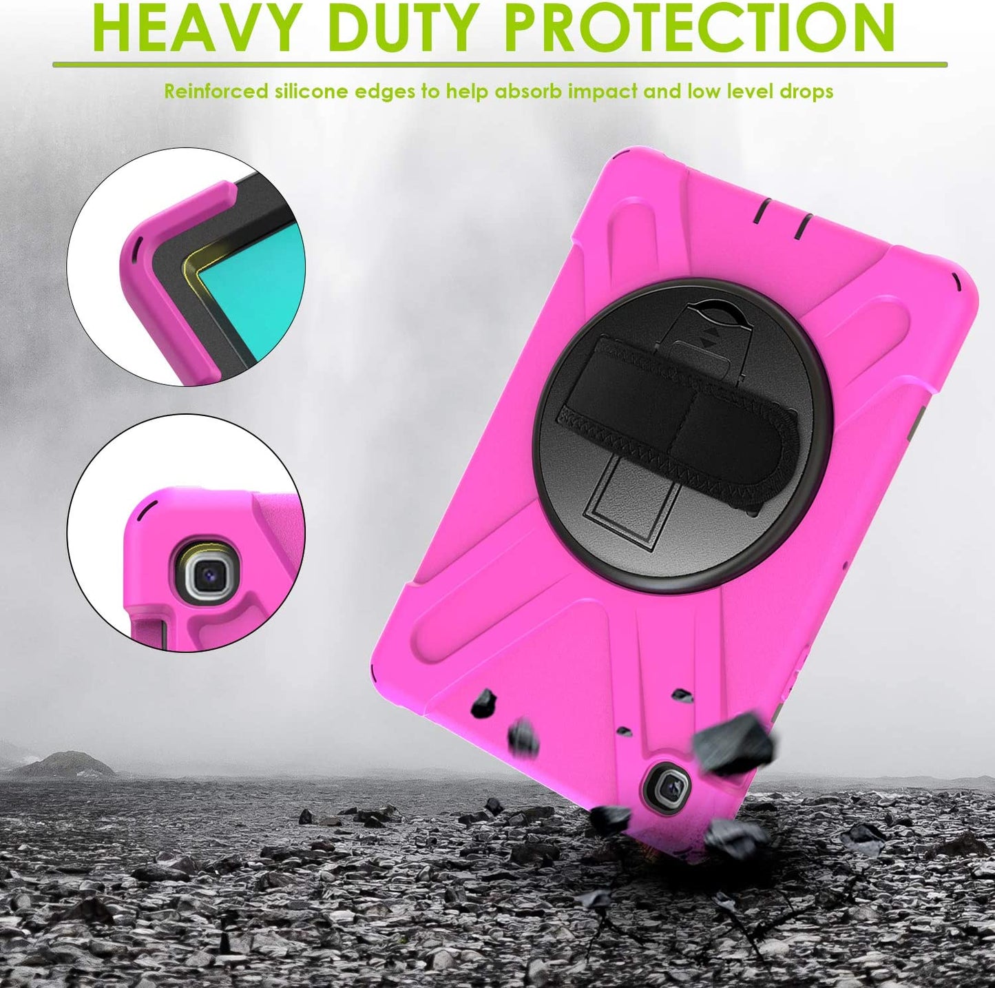 Yapears Shield Series Samsung Tab 10.1 Case SM-T510/T515 Samsung Galaxy Tab A 10.1 Case 2019 Shockproof Rugged Cover 360 Kickstand, Hand Strap & Shoulder Strap for Galaxy Tab A 10.1 Inch - Yellow