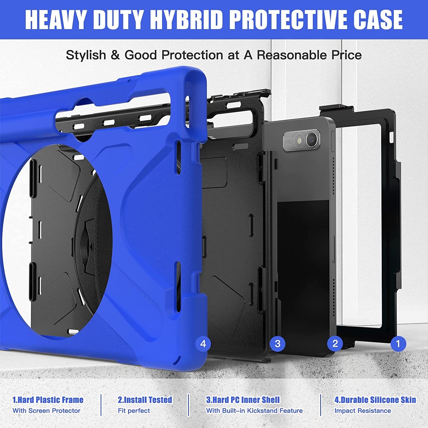 Cover Case Heavy Duty Shockproof TPU Case Compatible with Lenovo Pad Pro 11.2 2022 TB-138FC/132FU,Protective Cover Drop-Proof Shock-Proof W Rotating Kickstand+Handle+Shoulder Strap Protective Cover (