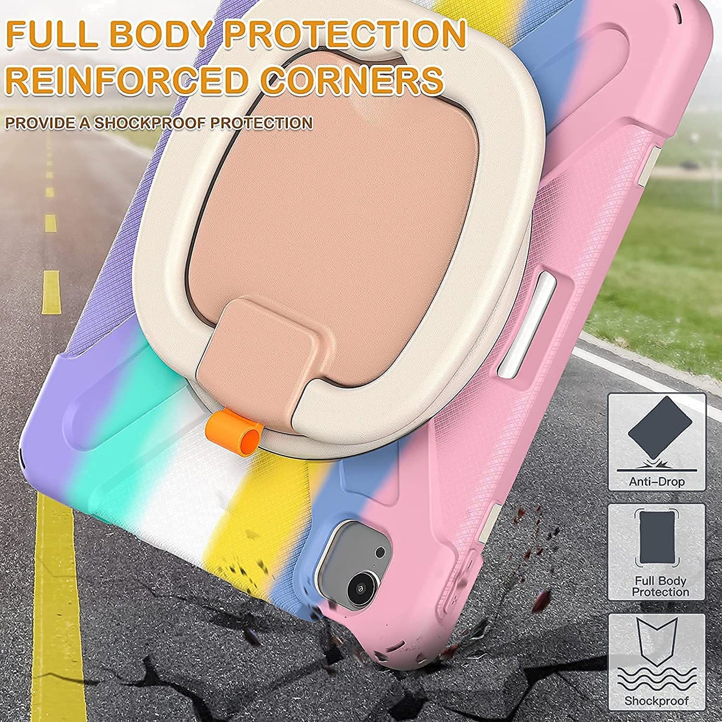 Fire HD 10 Case (2019/2018/2017 Release), Three Layer Heavy Duty Shockproof Rugged Protective High Impact Cover Case W/ Stand Hand Strap & Shoulder Strap for Amazon Kindle Fire HD 10.1 Inch Tablet - Black