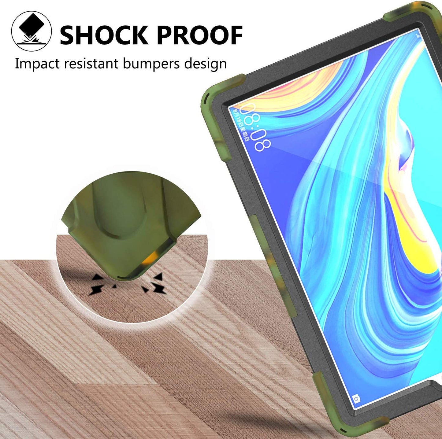 Case for Huawei MediaPad M6 10.8" & Huawei MatePad 10.8" 2020, Military Grade 15ft Drop Tested Shockproof Protective Cover with 360? Rotating Stand, Hand Strap and Shoulder Strap (Orange)