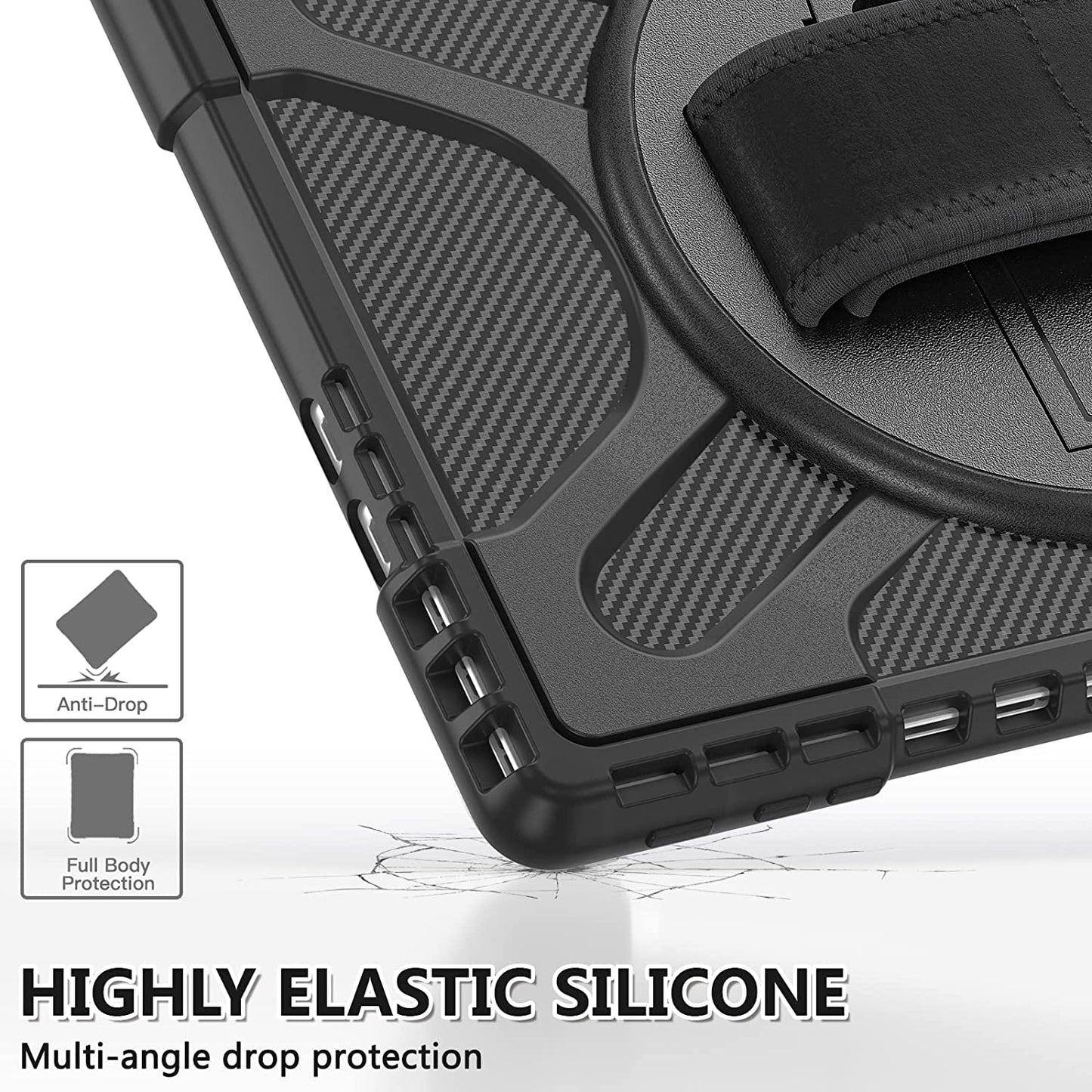 Yapears Surface Pro 8 Case 13 inch 2021, Yapears Rugged Case for Surface Pro 8 with Kickstand and Hand Strap Heavy Duty Shockproof, Compatible with Type Cover Keyboard-Black