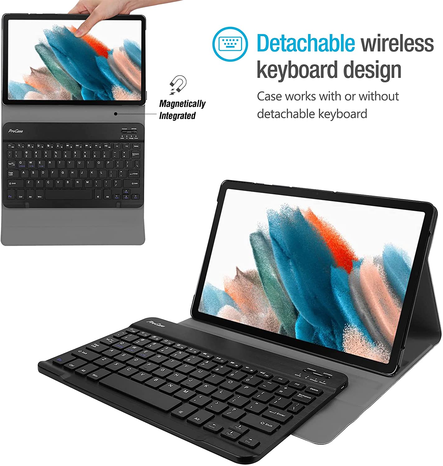 Galaxy Tab A8 10.5 2022 X200/ X205/ X207 Lightweight Case with Detachable Wireless Keyboard| Yapears