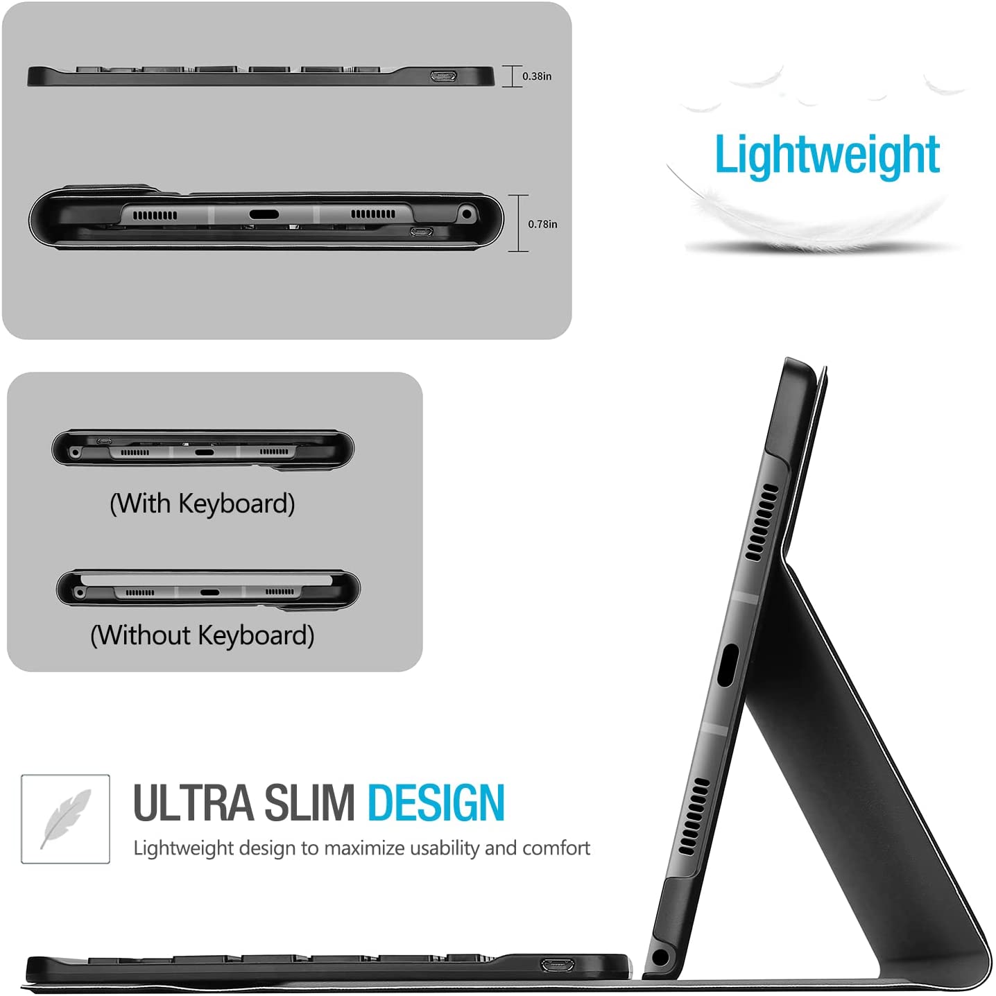 Galaxy Tab A8 10.5 2022 X200/ X205/ X207 Lightweight Case with Detachable Wireless Keyboard| Yapears