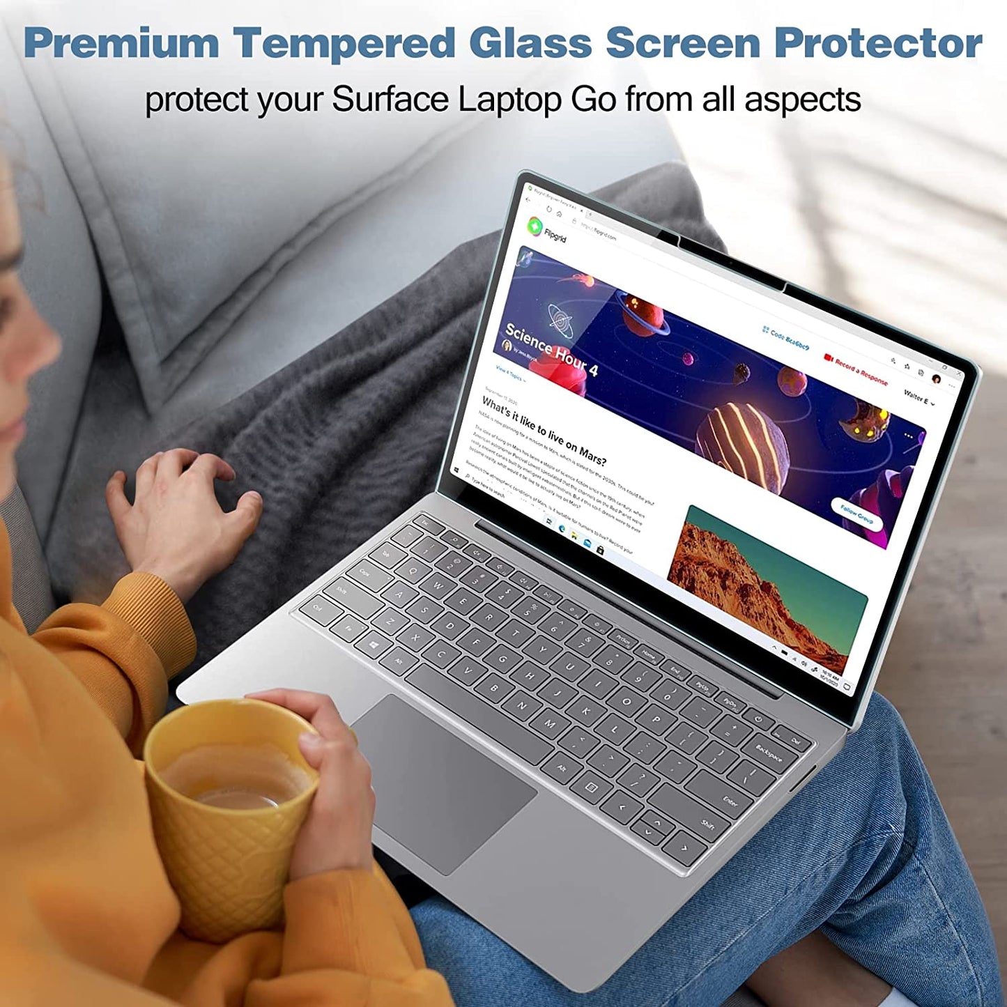 (2 Pack) Microsoft Surface Laptop Go 12.4" 2020 Tempered Glass Screen Protector | Yapears