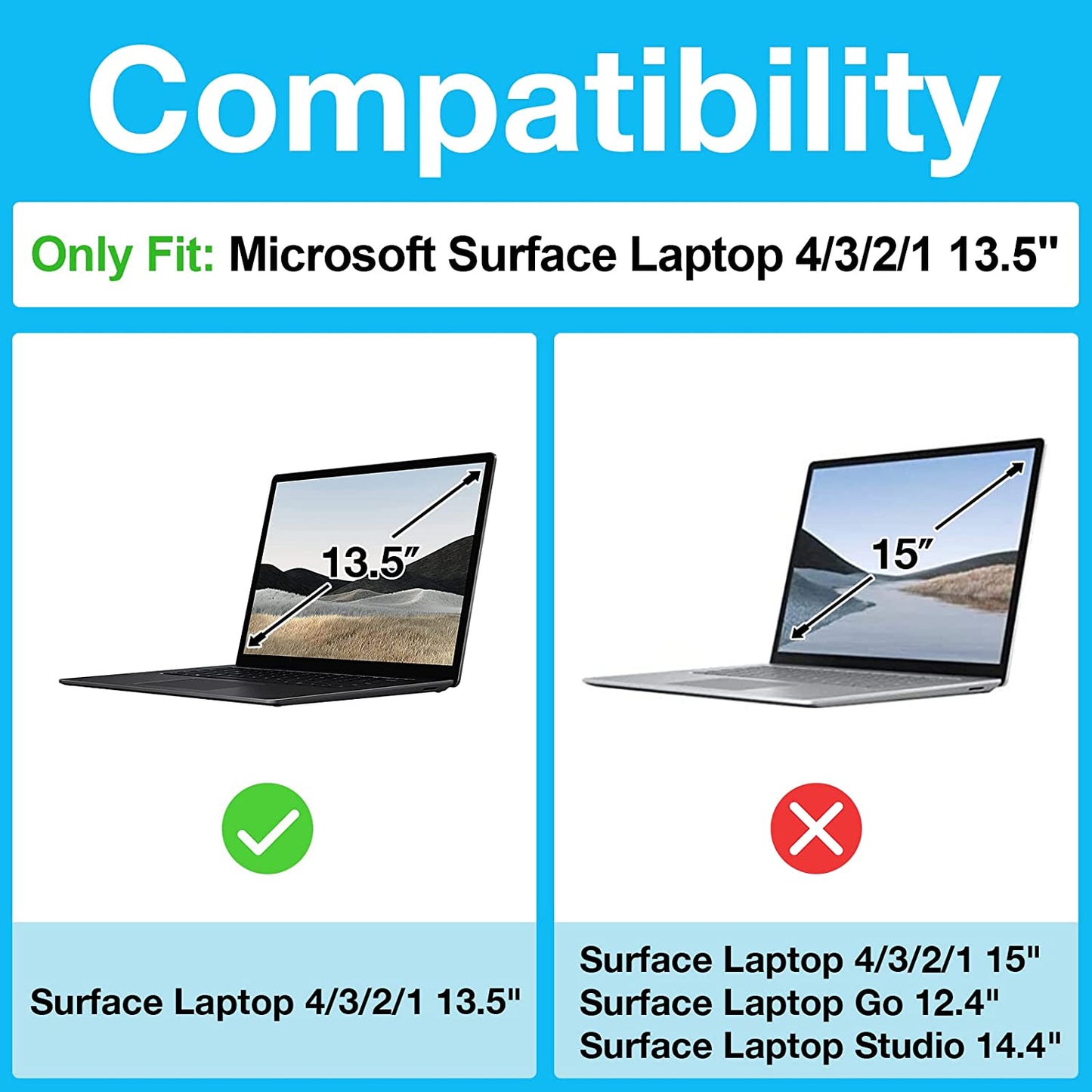 (2 Pack) Microsoft Surface Laptop 4/ 3/ 2/ 1 13.5" Tempered Glass Screen Protector | Yapears
