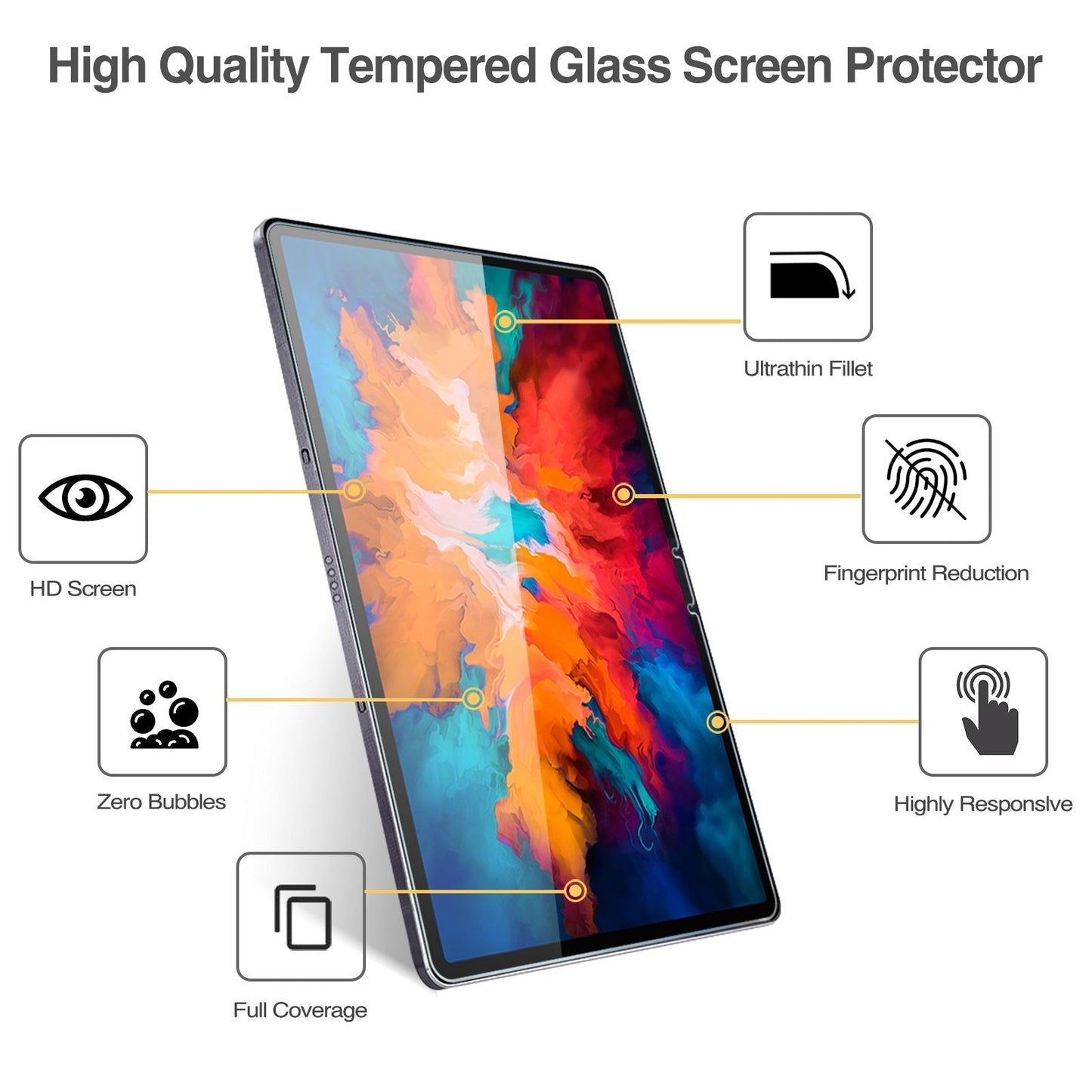 (2 Pack) Lenovo Tab P11 Pro 11.5" 2020 Tempered Glass Screen Protector | Yapears