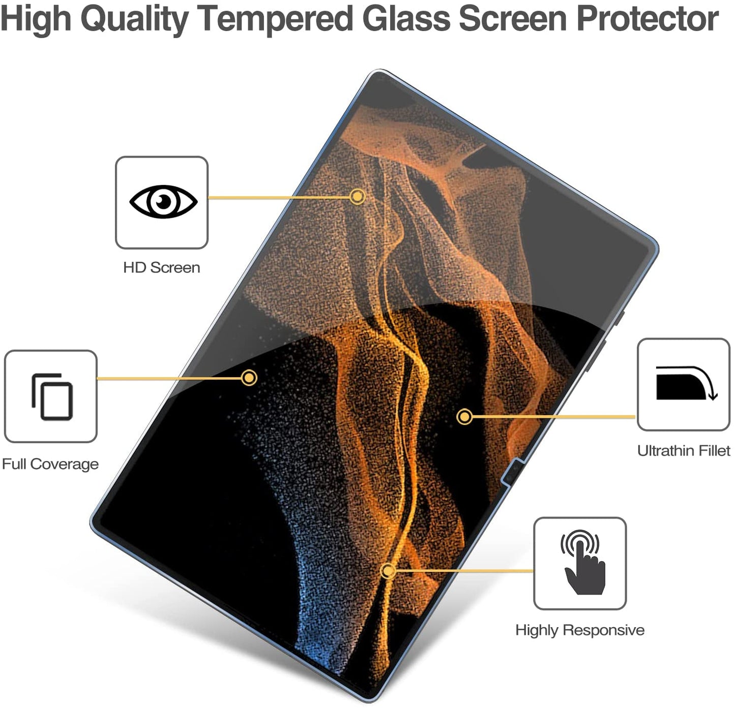 (2 Pack) Galaxy Tab S8 Ultra 14.6" 2022 Tempered Glass Screen Protector | Yapears