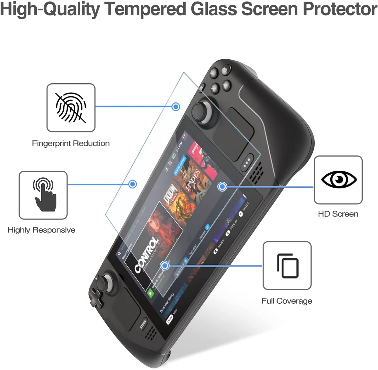 (3 Pack) Steam Deck 2022 Tempered Glass Screen Protector | Yapears