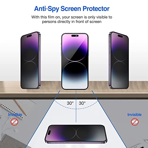 (2 Pack) iPhone 14 Pro Max 6.7" 2022 Privacy Tempered Glass Screen Protector | Yapears