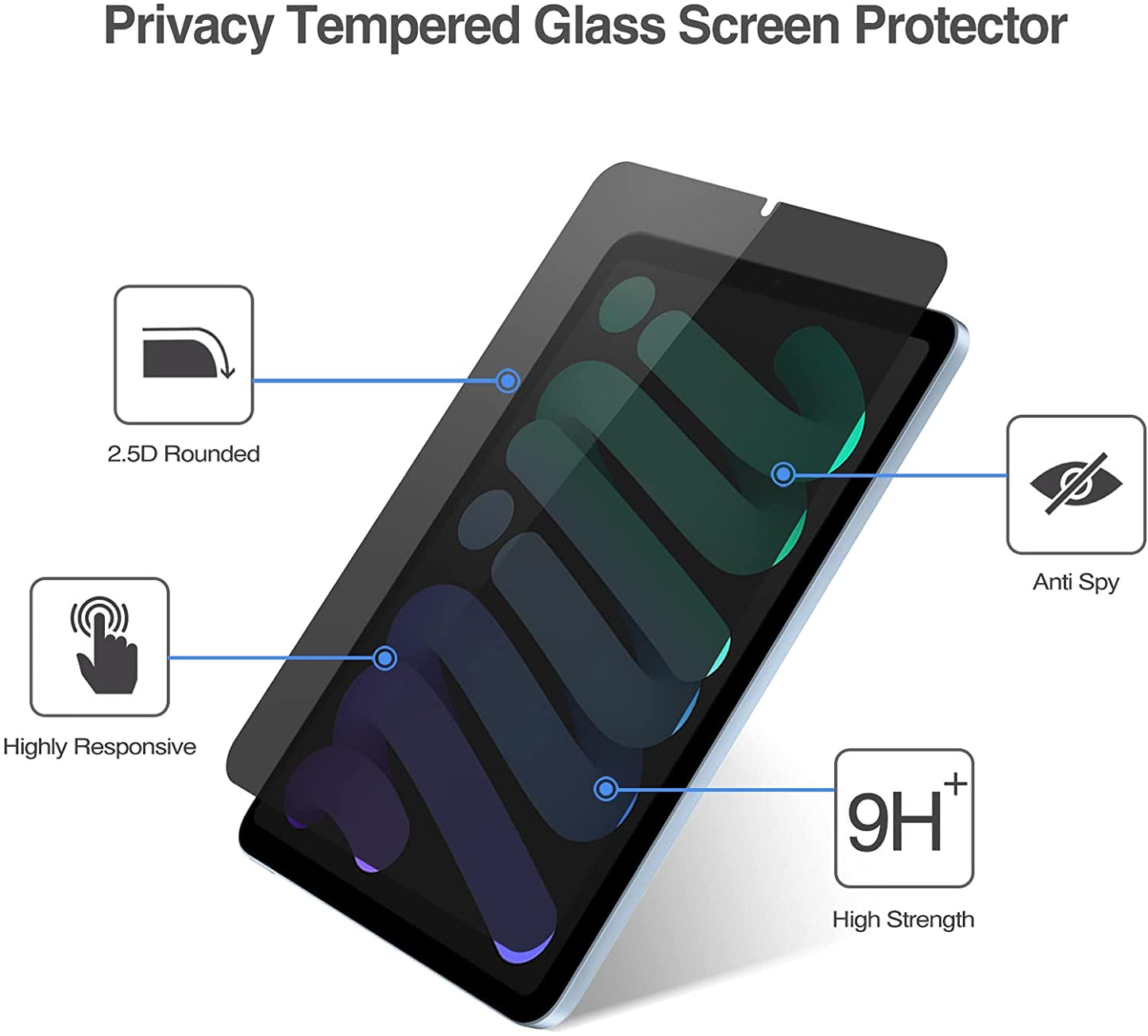 iPad Mini 6th Gen 8.3" 2021 4-Way Privacy Tempered Glass Screen Protector | Yapears