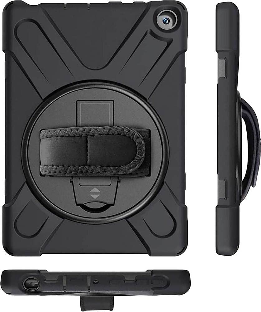 Yapears Protective Hand Strap Case for Amazon Kindle Fire HD 8 & HD 8 Plus (12th Gen 2022) [Shockproof Bumper] Rugged Antislip Grip Integrated Kickstand Slim Fit - Black