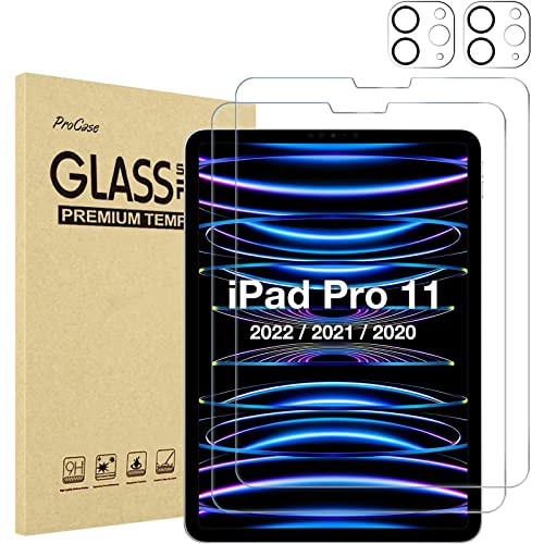 (2+2 Pack) iPad Pro 11" 2022/ 2021/ 2020 Tempered Glass Screen Protector with Camera Lens Protector | Yapears