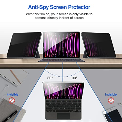 (2 Pack) iPad Pro 12.9" 3rd Gen 2018/ 4th Gen 2020/ 5th Gen 2021/ 6th Gen 2022 Privacy Tempered Glass Screen Protector | Yapears