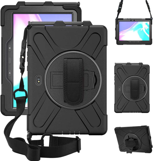 Yapears Galaxy Tab Active4 Pro 2022/Galaxy Tab Active Pro 2019 10.1" Case (SM-T630/T638/T540/T547) with S Pen Holder, Rugged Heavy Duty Shockproof Case with Kickstand Hand Strap Shoulder Belt, Black