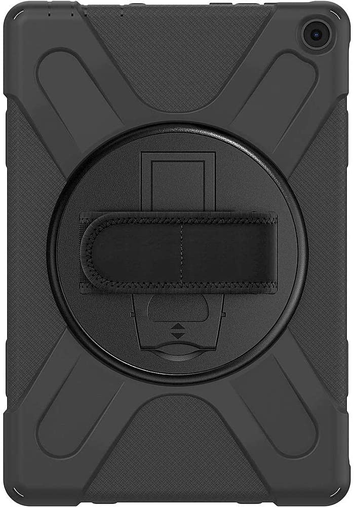 Yapears Protection Hand Strap Series Case for Amazon Fire HD 10 (2021) and Amazon Fire HD 10 Plus (2021) [Shockproof Bumper] Kickstand Rugged Protection Anti-Slip Grip - Black