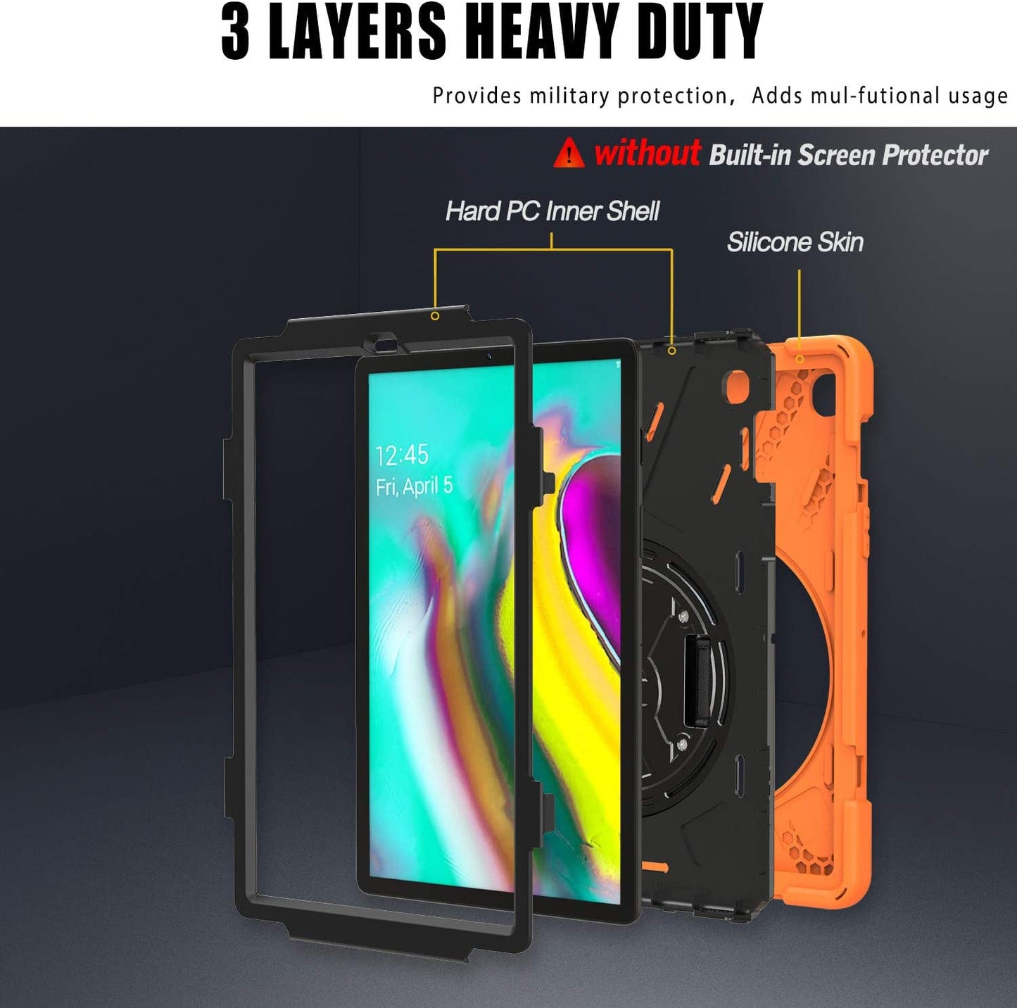 Yapears 360 Degrees Rotatable Kickstand Case Compatible with Amazon Kindle Fire HD 8 2017/2018 Stand Cover