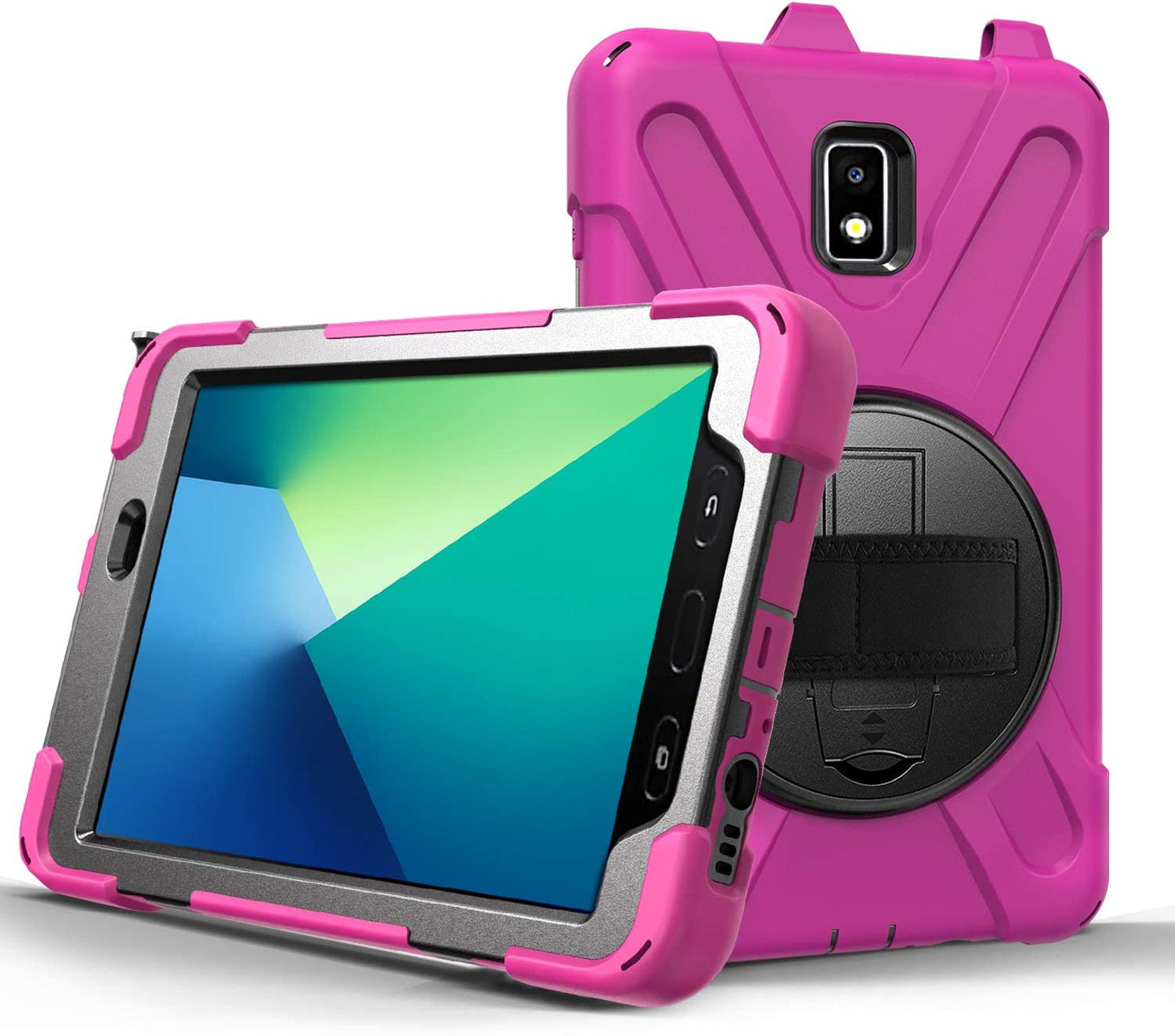 Case for Samsung Galaxy Tab Active 2 8.0 T390 T395 T397, Military Grade [15 ft Drop Tested] Full-Body Shockproof Protective Cover with 360? Rotation Stand, Hand Strap & Pencil Holder (Purple)