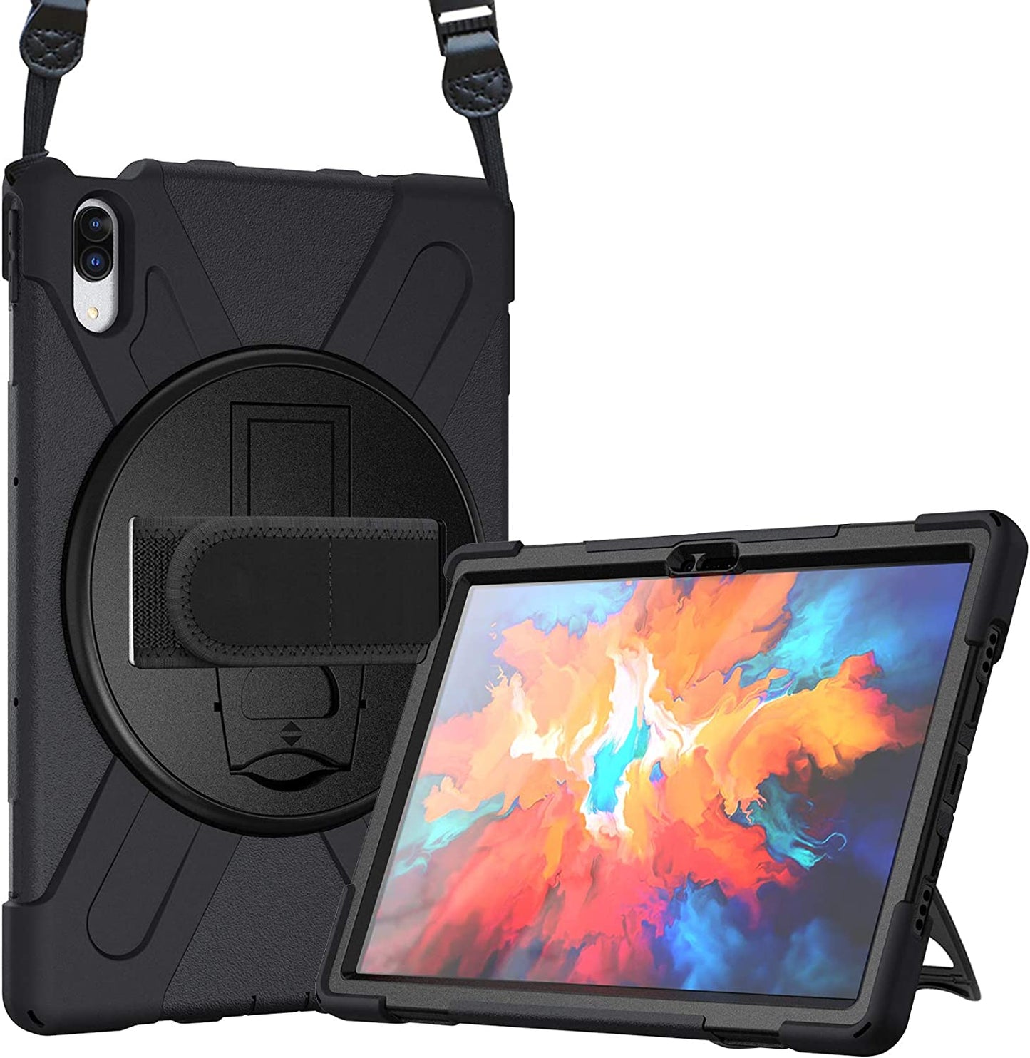 Yapears Rugged Case for Lenovo Tab P11 Pro 11.5" 2020 (TB-J706F / TB-J706L), Shockproof Heavy Duty Case Protective Cover with Shoulder Strap 360 Rotatable Kickstand ??lack