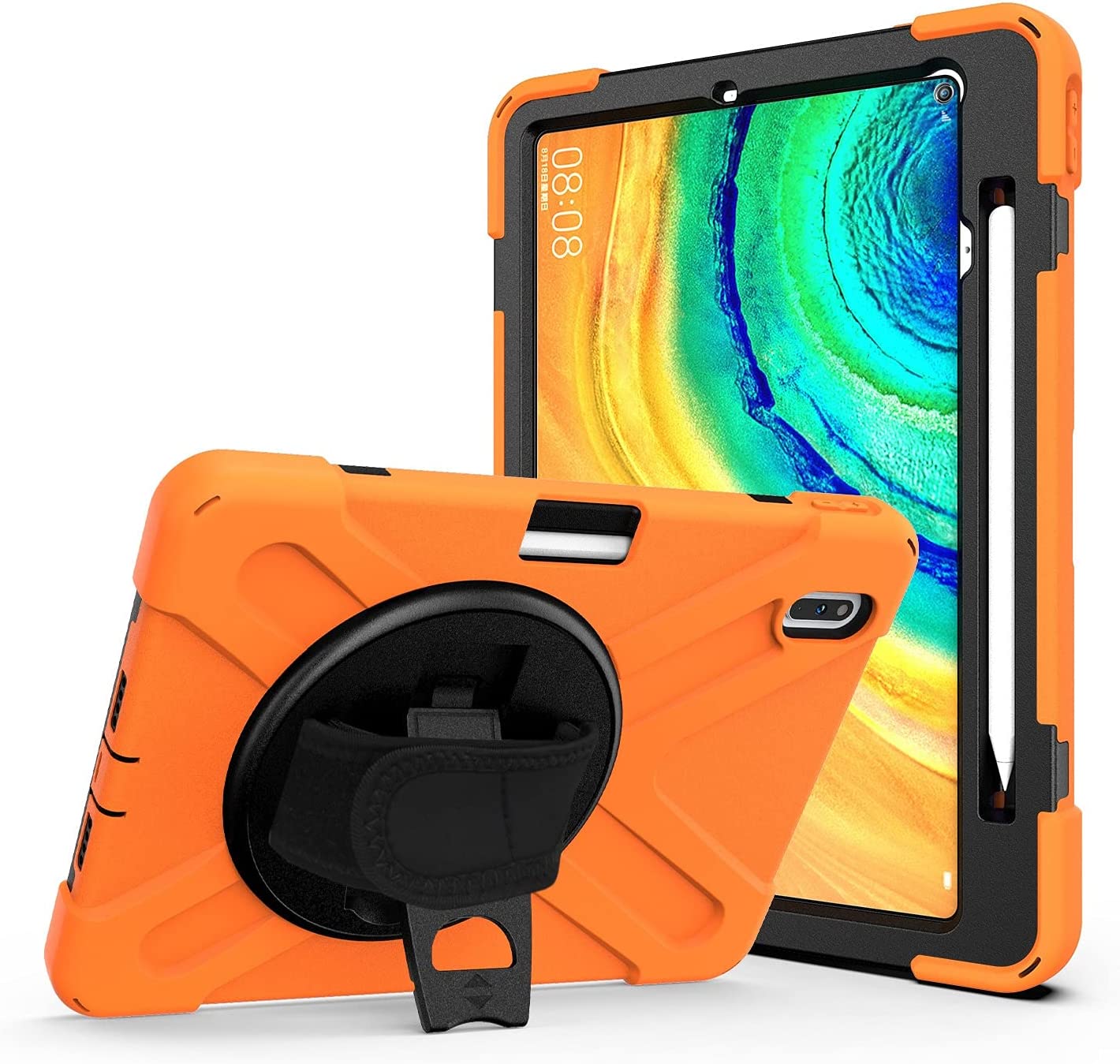 Table PC Case Protective Shell Tablet Cover Compatible with Huawei Matepad Pro 10.8/10.8 5G,Kids Full Body Shockproof Tablet Case with Hand Strap/Shoulder Strap Rotating Kickstand Protective Shell (C