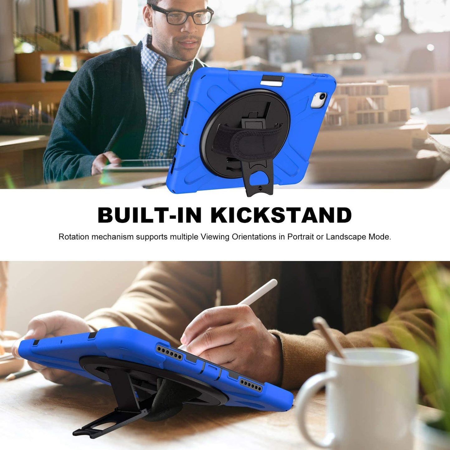 Yapears 360 Degrees Rotatable Kickstand Case Compatible with Amazon Kindle Fire HD 8 2017/2018 Stand Cover