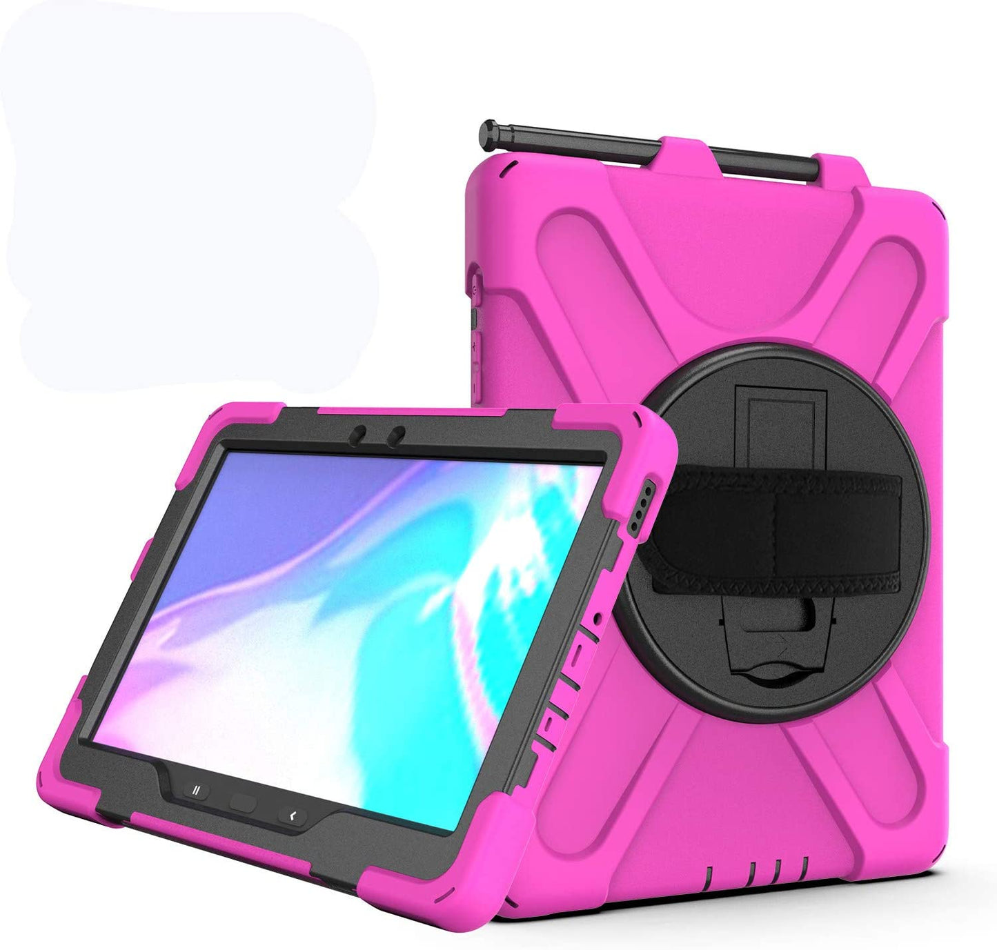 Case for Samsung Galaxy Tab Active Pro 10.1 T540 T545 T547, Military Grade [15 ft Drop Tested] Full-Body Shockproof Protective Cover with 360? Rotation Stand, Hand Strap & Pencil Holder (Black)