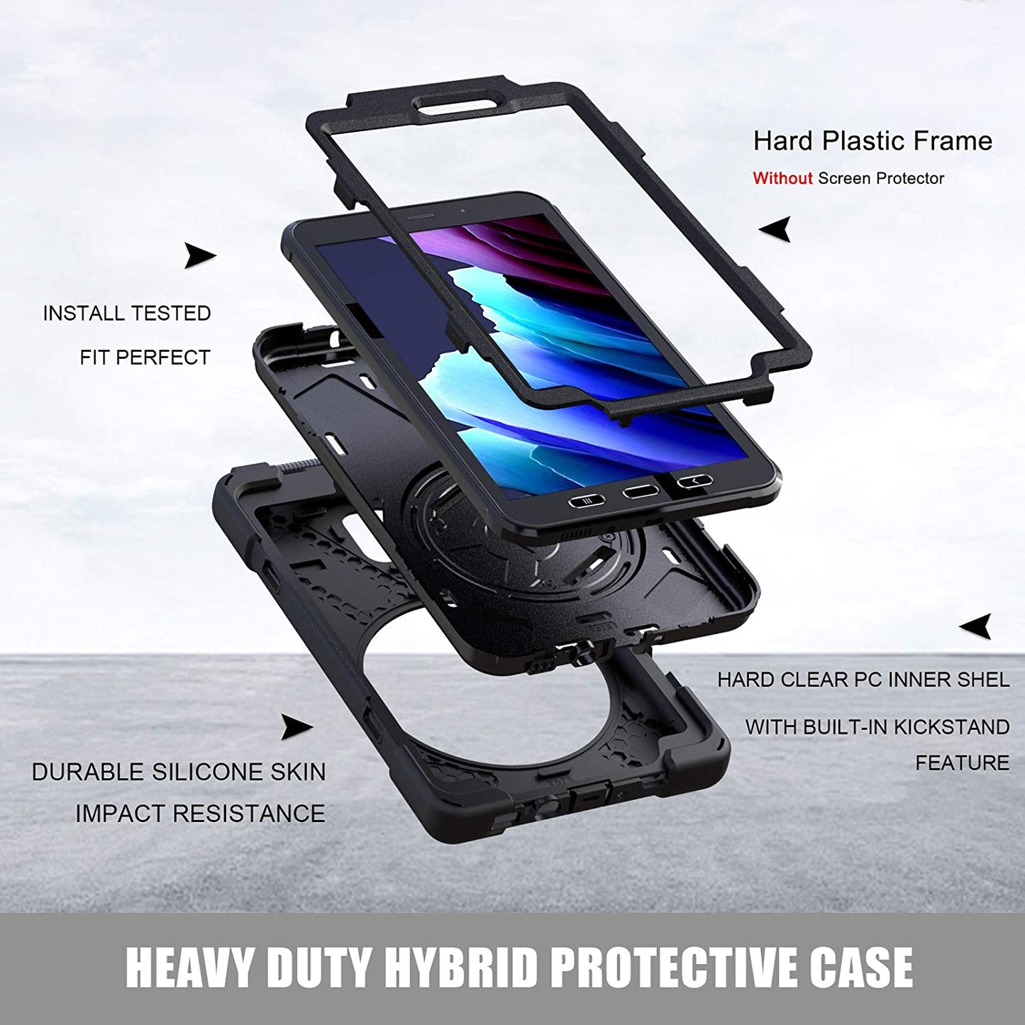 Yapears Samsung Galaxy Tab Active 3 8.0 Case, Heavy Duty Rugged Shockproof Drop Protection Case with 360 Stand, Handle Hand Strap & Shoulder Strap for Galaxy Tab Active3 8" 2020 T570/T575/T577 (Blue)