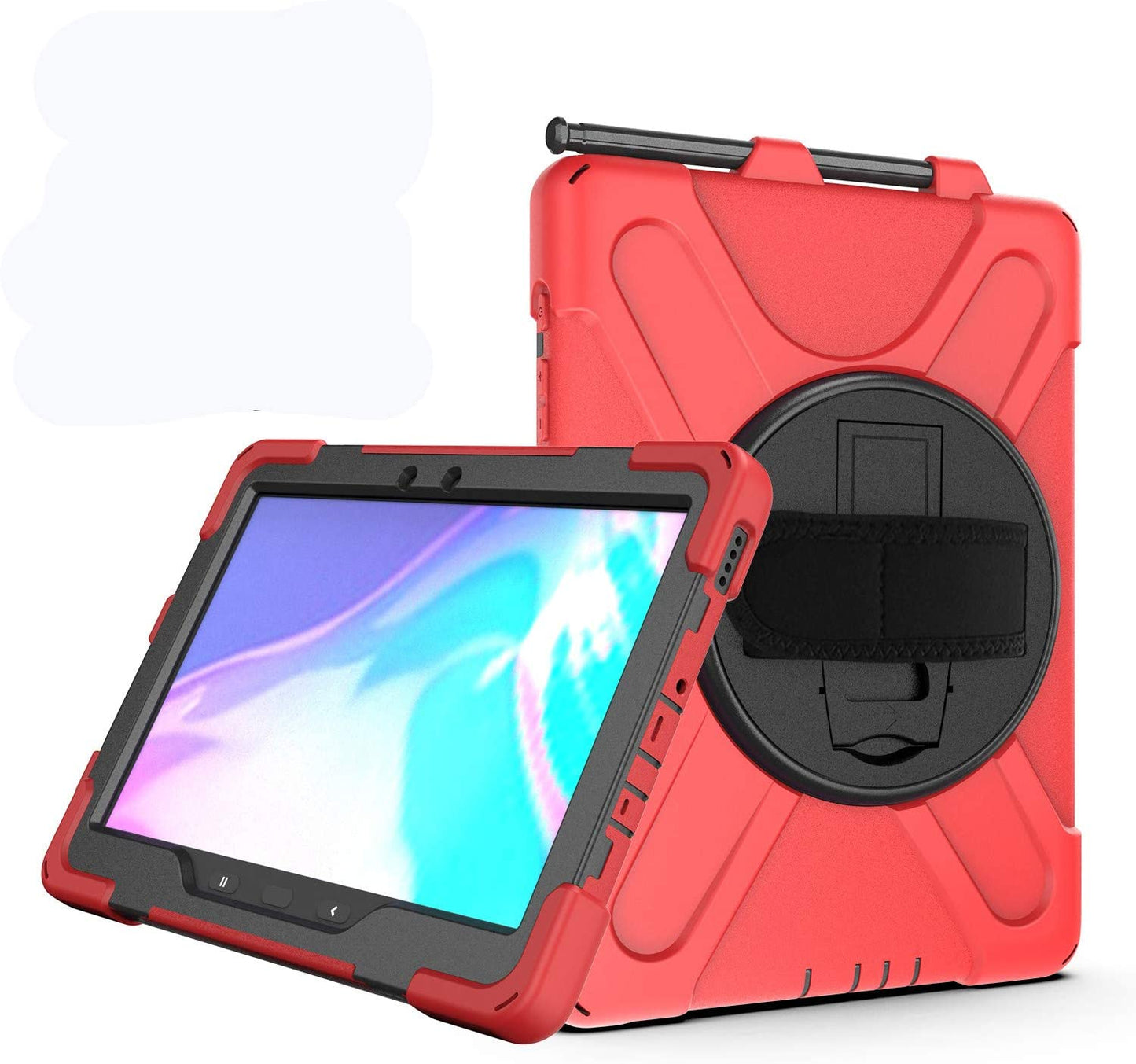 Case for Samsung Galaxy Tab Active Pro 10.1 T540 T545 T547, Military Grade [15 ft Drop Tested] Full-Body Shockproof Protective Cover with 360? Rotation Stand, Hand Strap & Pencil Holder (Black)