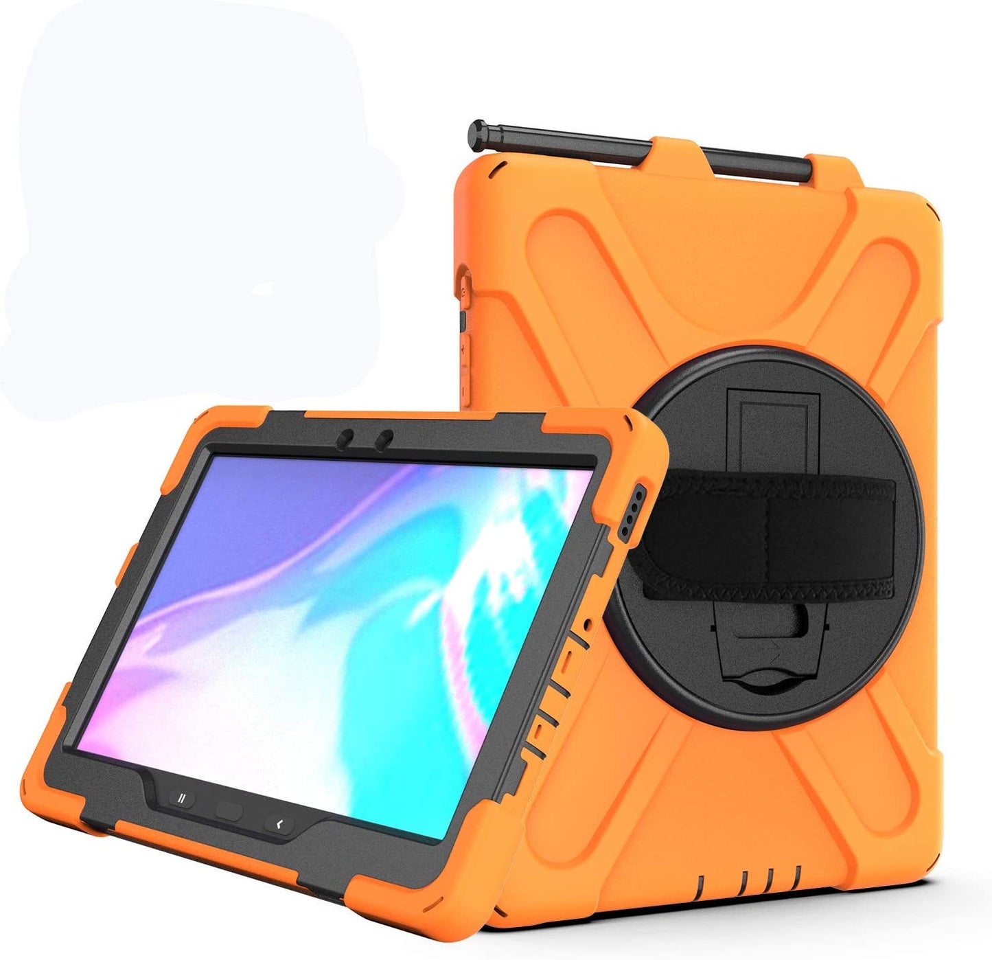 Case for Samsung Galaxy Tab Active Pro 10.1 T540 T545 T547, Military Grade [15 ft Drop Tested] Full-Body Shockproof Protective Cover with 360? Rotation Stand, Hand Strap & Pencil Holder (Black)