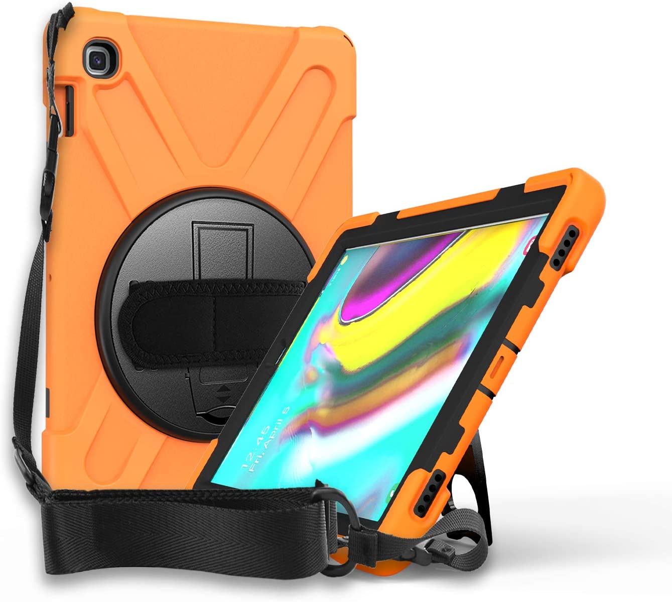 Yapears Shield Series Samsung Tab 10.1 Case SM-T510/T515 Samsung Galaxy Tab A 10.1 Case 2019 Shockproof Rugged Cover 360 Kickstand, Hand Strap & Shoulder Strap for Galaxy Tab A 10.1 Inch - Yellow