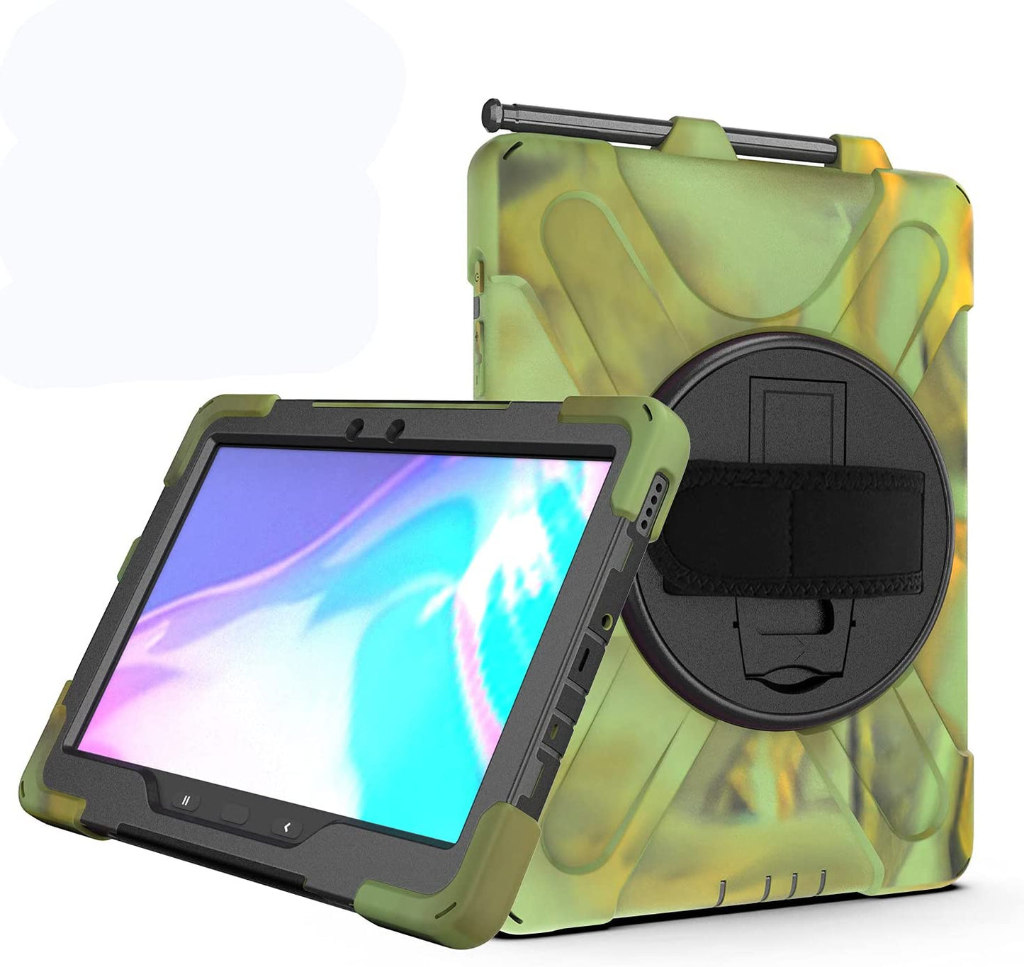 Case for Samsung Galaxy Tab Active Pro 10.1 T540 T545 T547, Military Grade [15 ft Drop Tested] Full-Body Shockproof Protective Cover with 360? Rotation Stand, Hand Strap & Pencil Holder (Black)