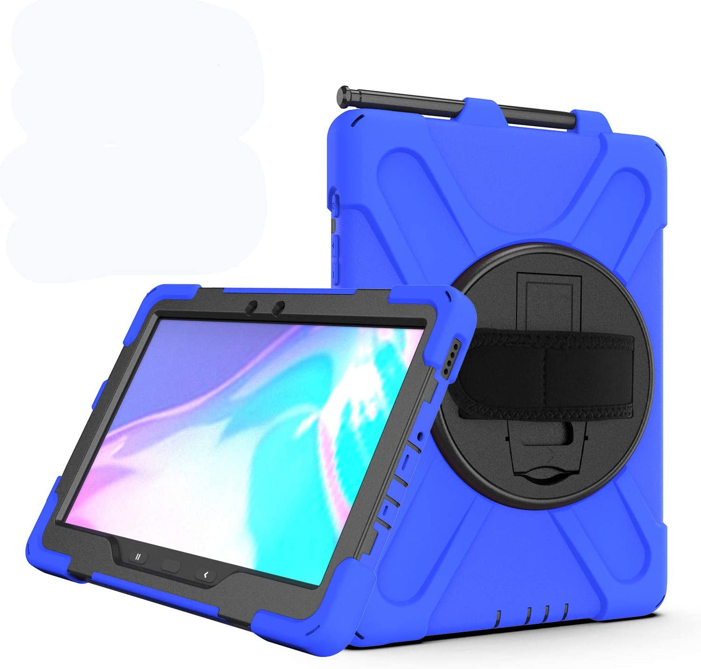 Case for Samsung Galaxy Tab Active Pro 10.1 T540 T545 T547, Military Grade [15 ft Drop Tested] Full-Body Shockproof Protective Cover with 360? Rotation Stand, Hand Strap & Pencil Holder (Black)