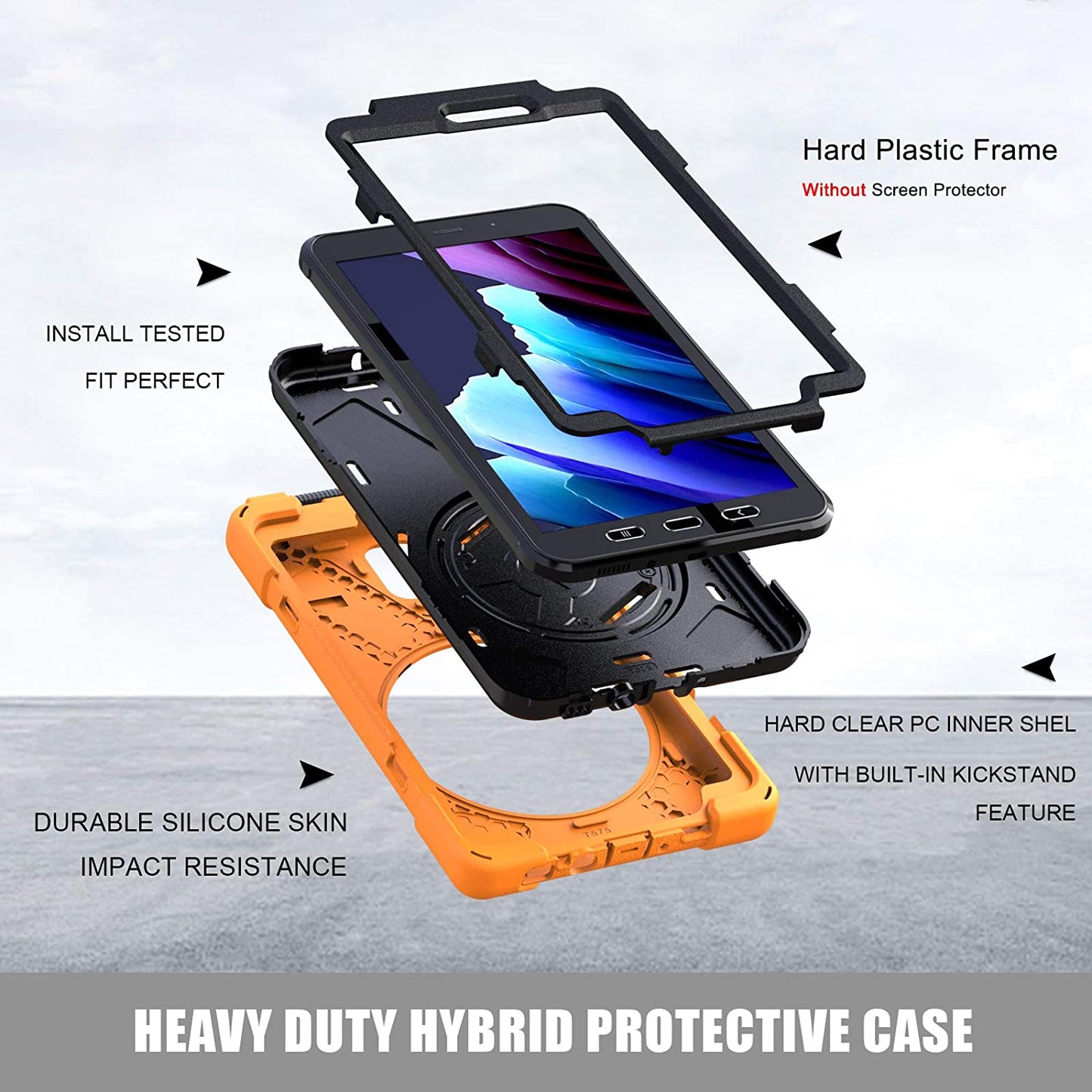 Rantice Samsung Galaxy Tab Active 3 8.0 Case, Heavy Duty Rugged Shockproof Drop Protection Case with 360 Stand, Handle Hand Strap & Shoulder Strap for Galaxy Tab Active3 8" 2020 T570/T575/T577 (Blue)