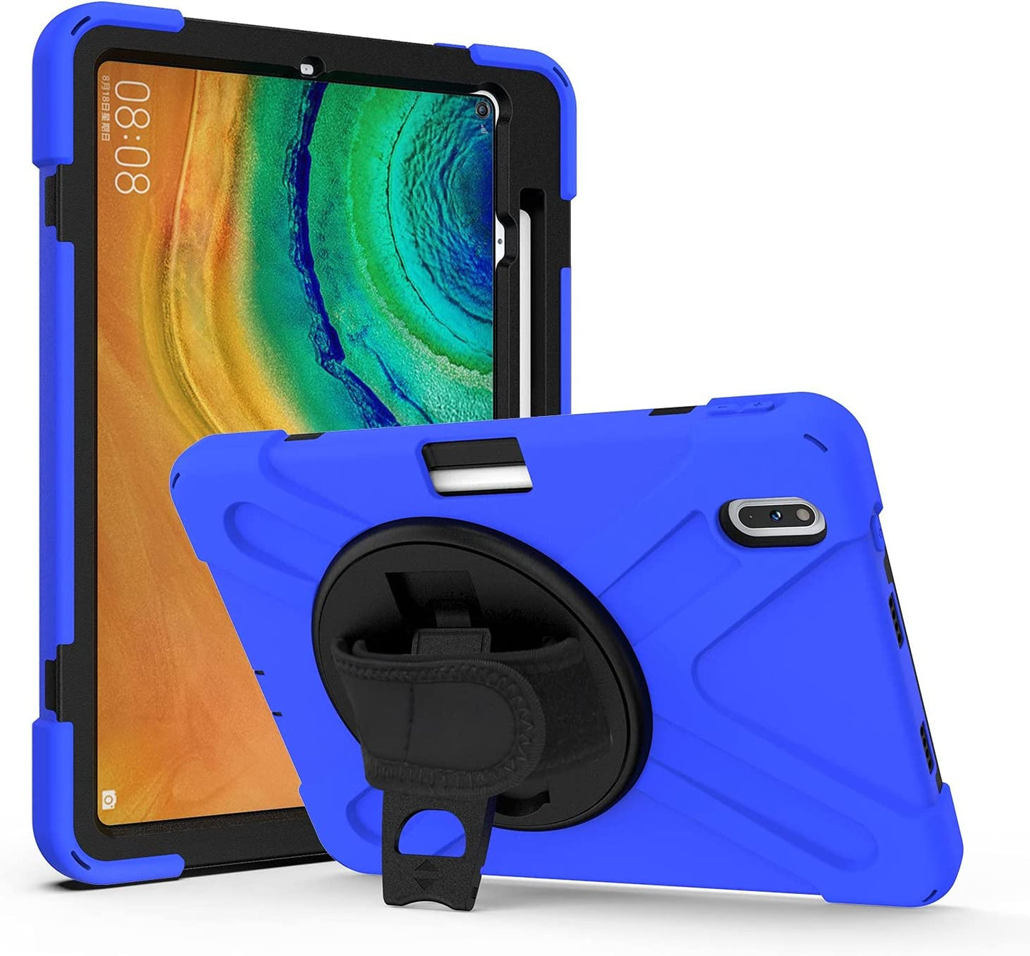 Table PC Case Protective Shell Tablet Cover Compatible with Huawei Matepad Pro 10.8/10.8 5G,Kids Full Body Shockproof Tablet Case with Hand Strap/Shoulder Strap Rotating Kickstand Protective Shell (C