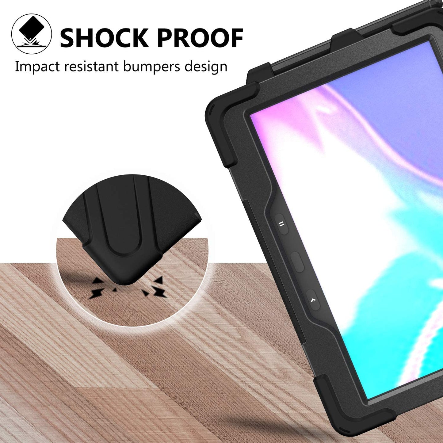 Case for Samsung Galaxy Tab Active Pro 10.1 T540 T545 T547, Military Grade [15 ft Drop Tested] Full-Body Shockproof Protective Cover with 360? Rotation Stand, Hand Strap & Pencil Holder (Black)