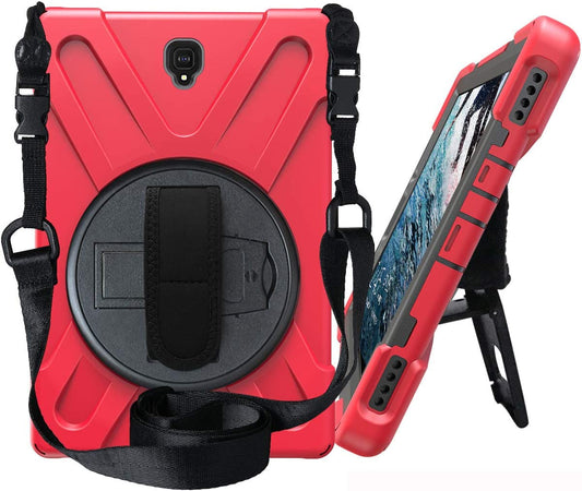 Ivy 360 Degrees Kickstand Case Cover Compatible with Samsung Galaxy Tab S4 10.5 (SM-T830,T835,T837) Stand Case with Wrist Strap and Shoulder Strap - Red