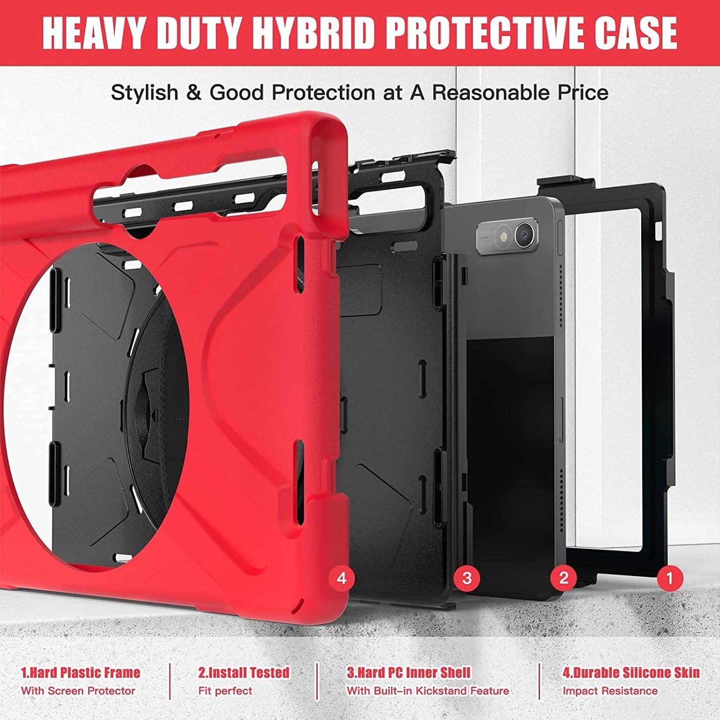 Cover Case Heavy Duty Shockproof TPU Case Compatible with Lenovo Pad Pro 11.2 2022 TB-138FC/132FU,Protective Cover Drop-Proof Shock-Proof W Rotating Kickstand+Handle+Shoulder Strap Protective Cover (