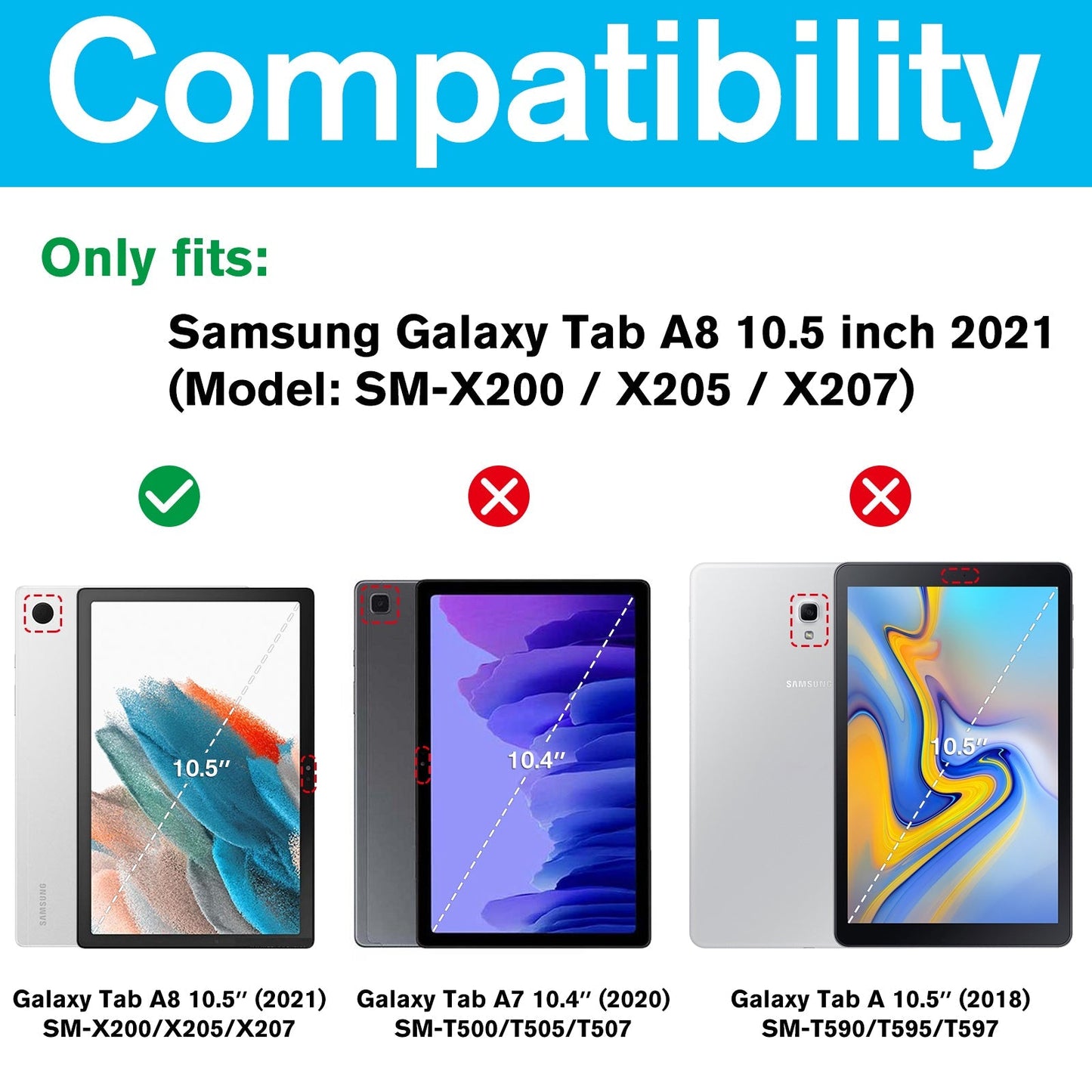 Galaxy Tab A8 10.5 2022 X200/ X205/ X207 Slim Folio Case | Yapears