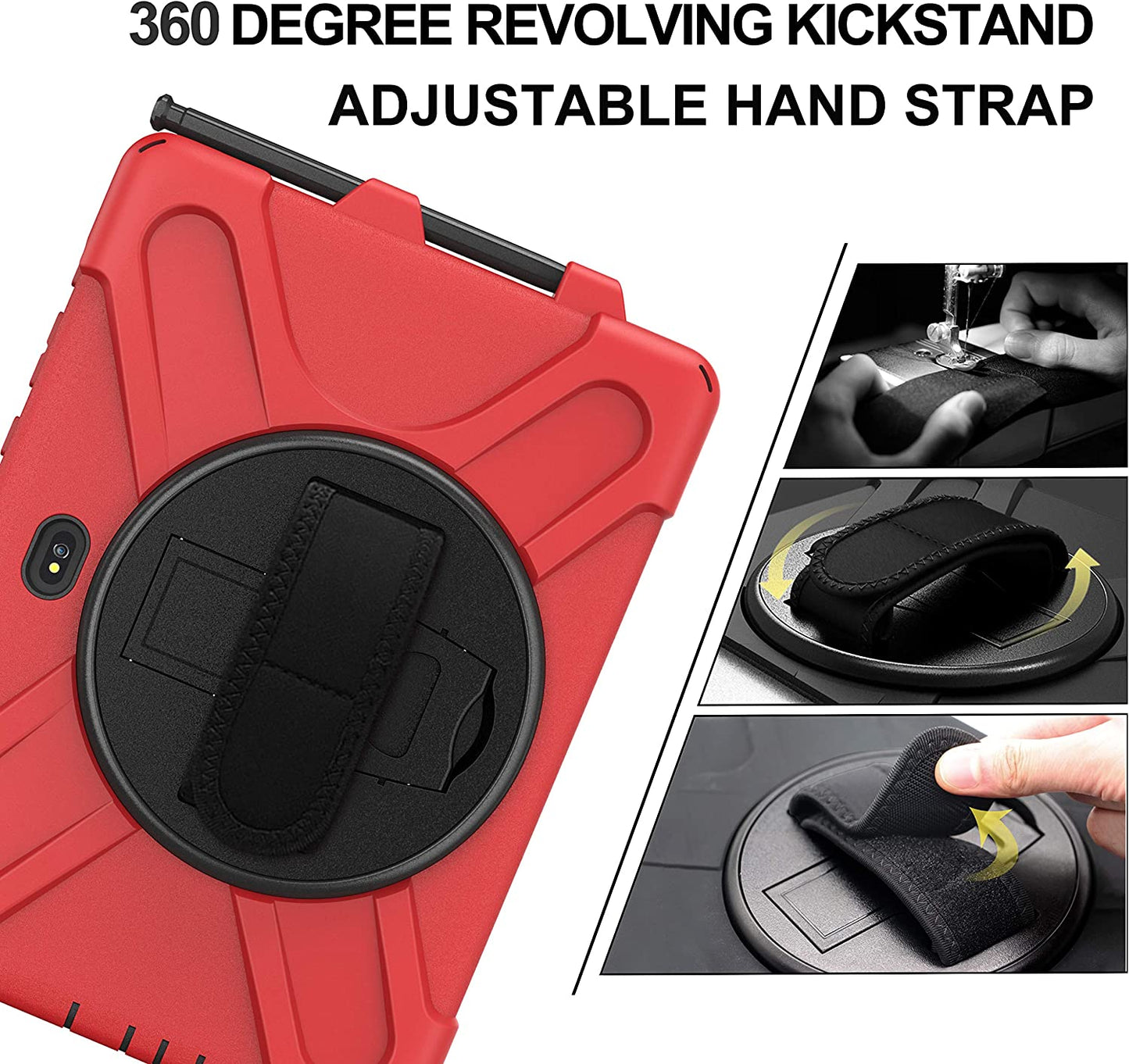 Case for Samsung Galaxy Tab Active Pro 10.1 T540 T545 T547, Military Grade [15 ft Drop Tested] Full-Body Shockproof Protective Cover with 360? Rotation Stand, Hand Strap & Pencil Holder (Black)