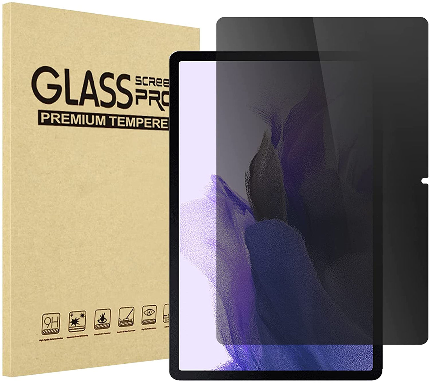 Galaxy Tab S7 Plus 2020/ Tab S7 FE 2021/ Tab S8 Plus 2022 12.4 Anti-Spy Tempered Glass Screen Protector | Yapears