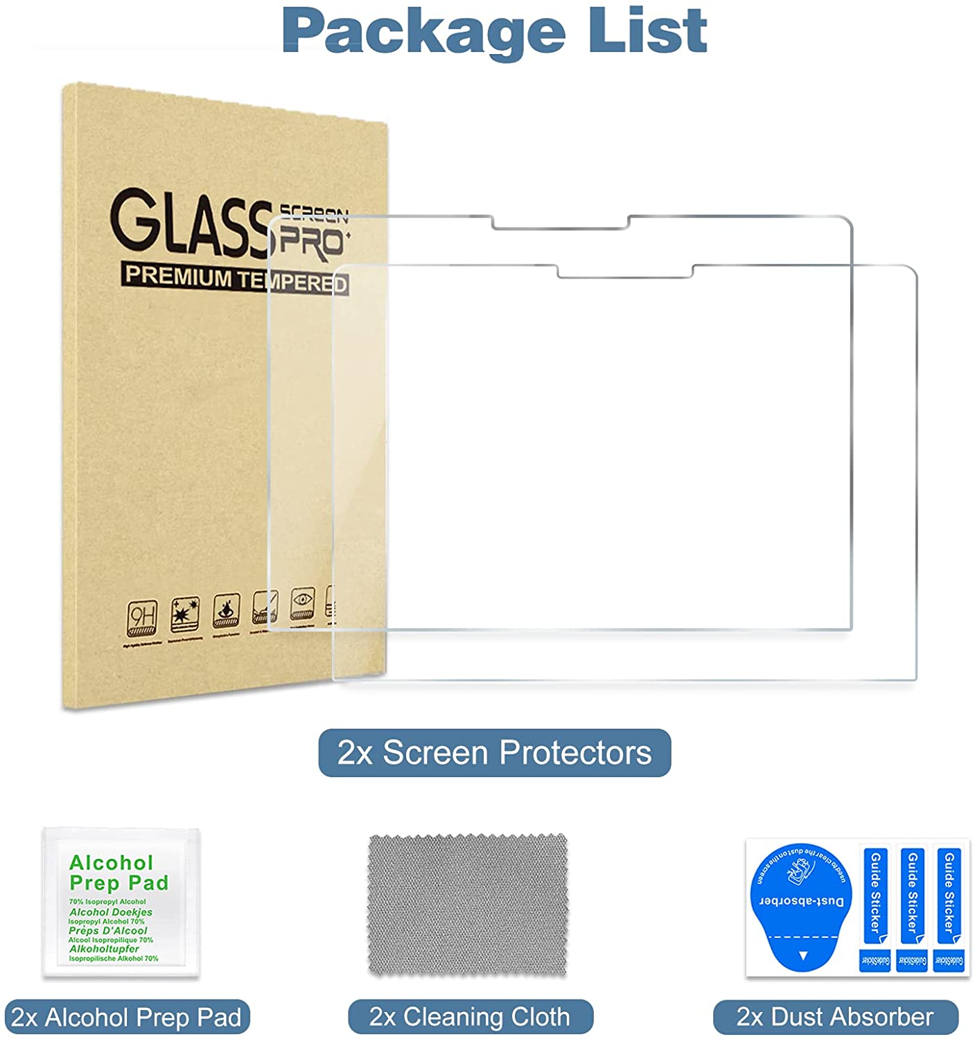 (2 Pack) Microsoft Surface Laptop Go 12.4" 2020 Tempered Glass Screen Protector | Yapears